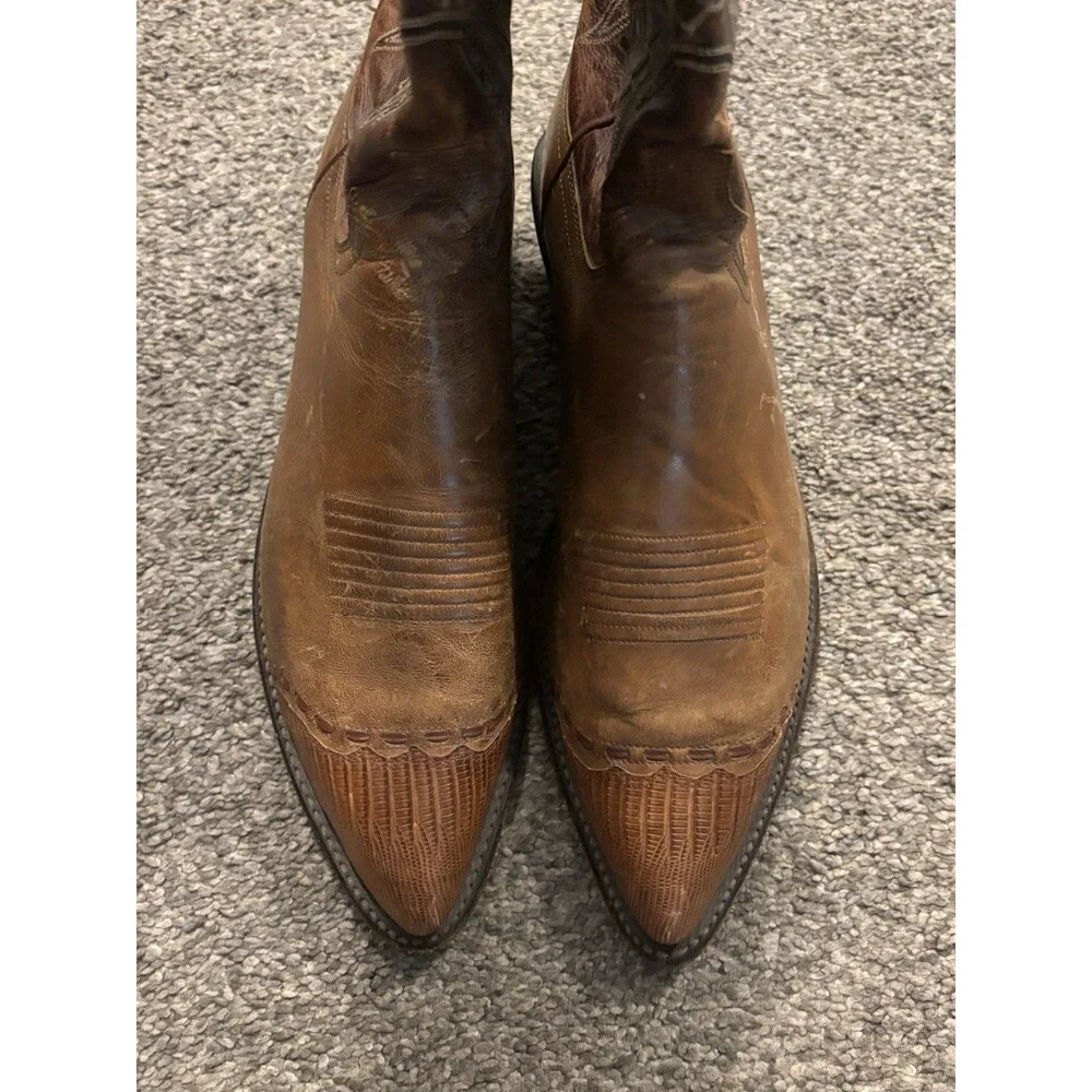 Lucchese 1883 Corbin Mad Dog Goat‎ Brown Leather Boots N1533 Mens Size 9 D